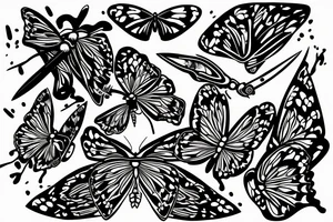 butterfly knife with butterfly as handle tattoo idea