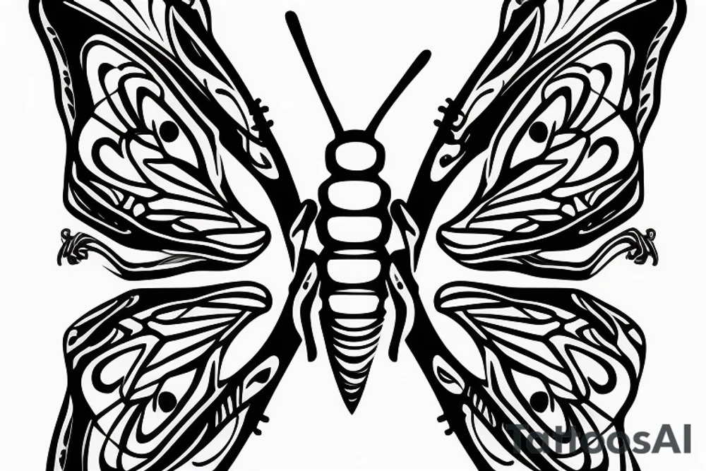 butterfly knife with butterfly as handle tattoo idea