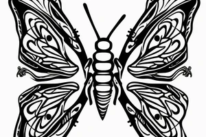 butterfly knife with butterfly as handle tattoo idea