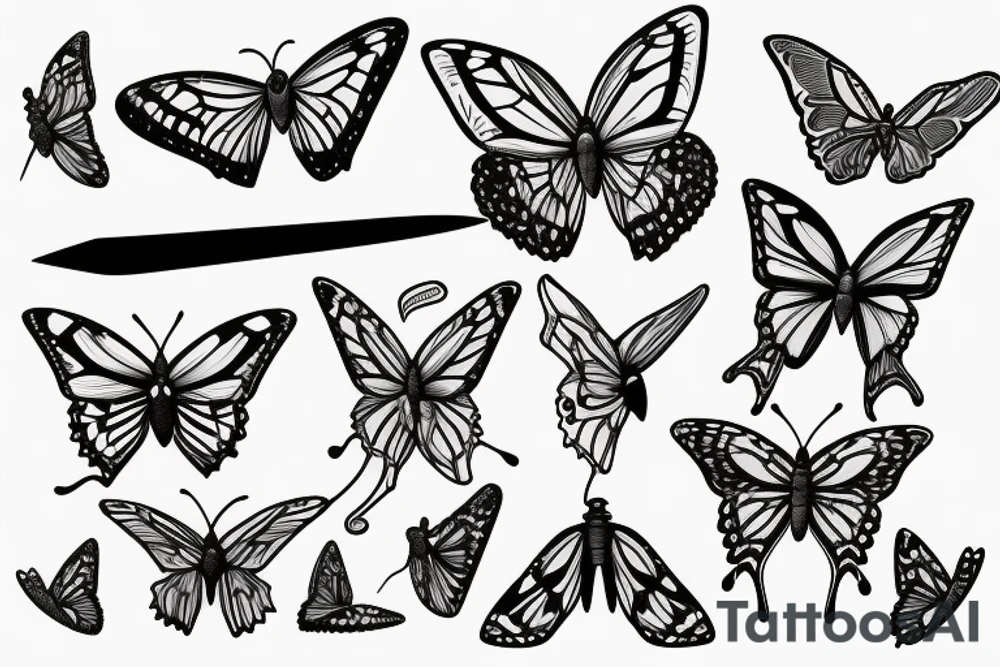 butterfly knife with butterfly as handle tattoo idea