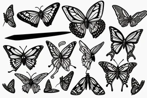 butterfly knife with butterfly as handle tattoo idea