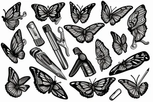 balisong with butterfly as handle tattoo idea