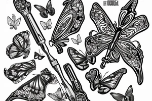 balisong with butterfly as handle tattoo idea