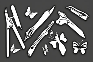 balisong with butterfly as handle tattoo idea