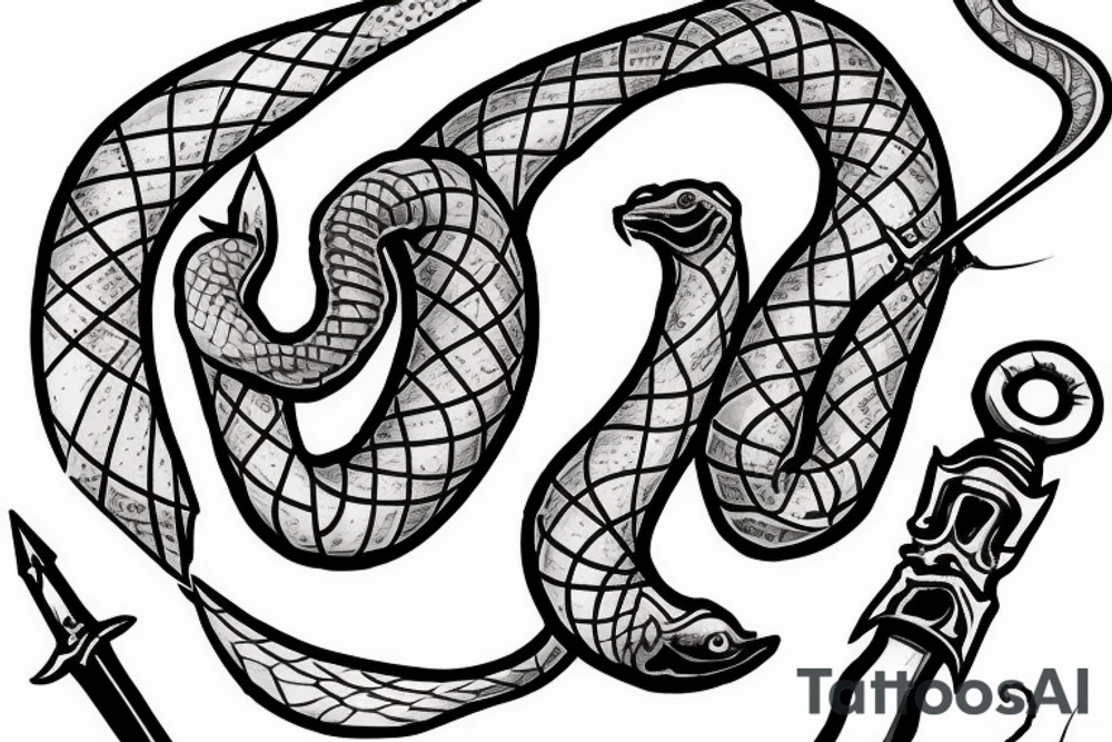 a bleeding snake wrapped around a sword tattoo idea