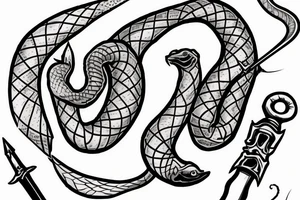 a bleeding snake wrapped around a sword tattoo idea