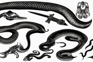 a bleeding snake wrapped around a sword tattoo idea