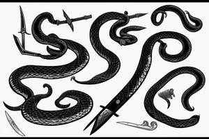 a bleeding snake wrapped around a sword tattoo idea
