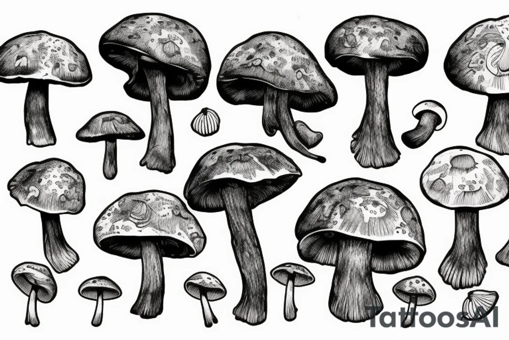 mushroom on tree tattoo idea