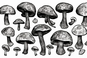 mushroom on tree tattoo idea