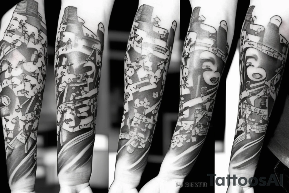 Saxophone with flying bees tattoo idea