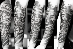 Saxophone with flying bees tattoo idea