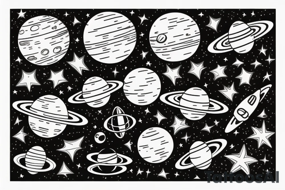 Space, Planets, Stars tattoo idea