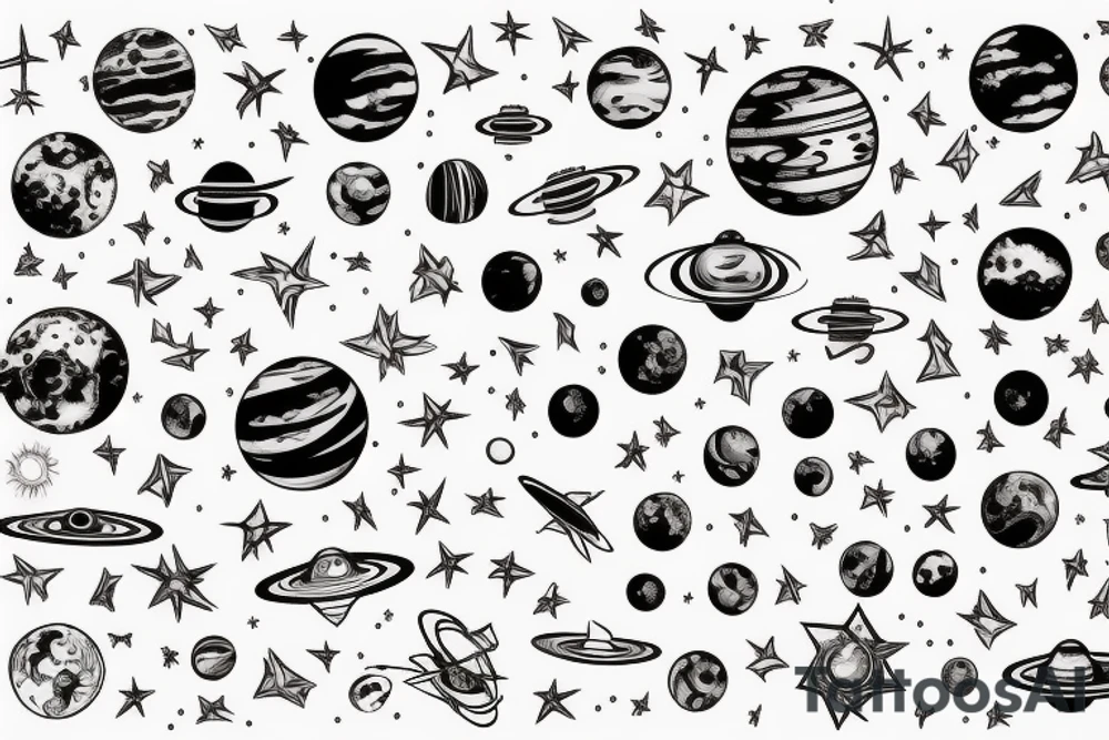 Space, Planets, Stars tattoo idea