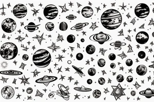 Space, Planets, Stars tattoo idea