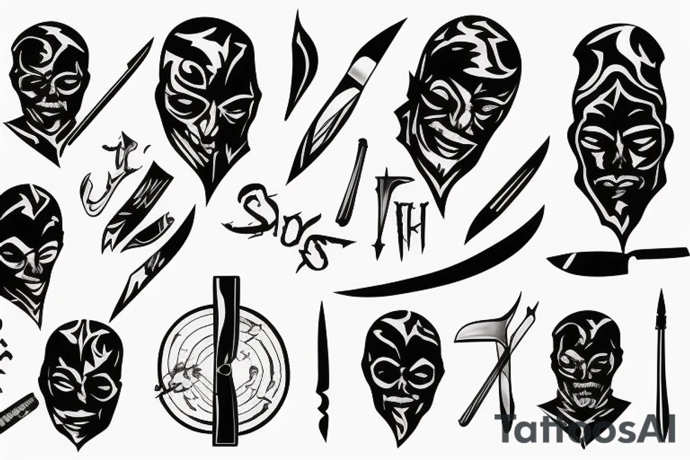 shadow man in mirror holding knife tattoo idea