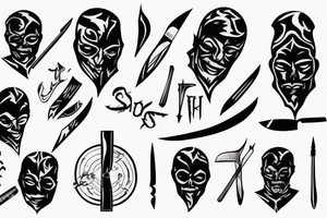 shadow man in mirror holding knife tattoo idea