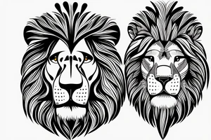 head of human with lion in background tattoo idea