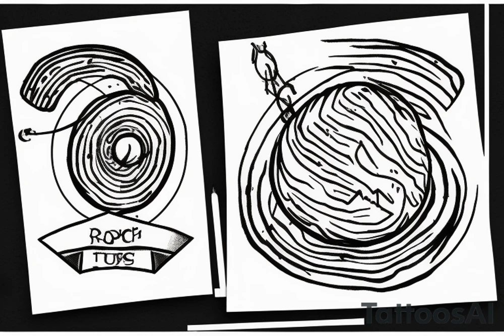 Sisyphus pushing the rock in minimalist stlye tattoo idea