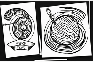 Sisyphus pushing the rock in minimalist stlye tattoo idea