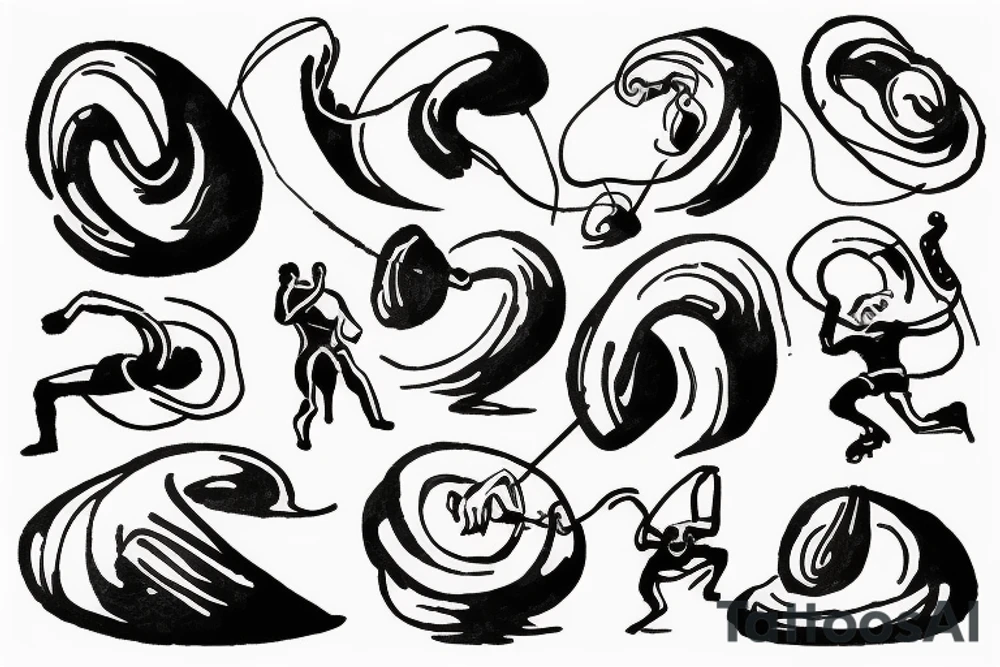 Sisyphus pushing the rock in minimalist stlye tattoo idea