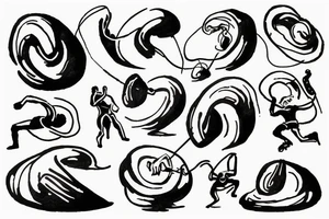 Sisyphus pushing the rock in minimalist stlye tattoo idea
