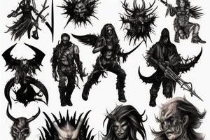 diablo 2 style post-apocalyptic hero tattoo idea