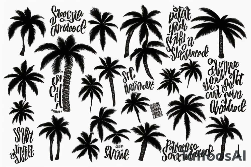 Palm tree with a script "confidence" instead of the trunk tattoo idea