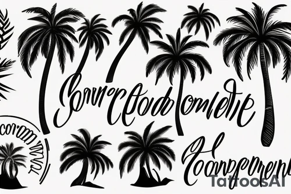 Palm tree with a script "confidence" instead of the trunk tattoo idea