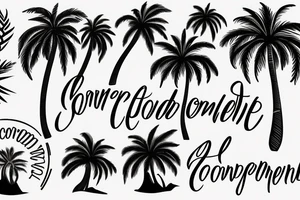 Palm tree with a script "confidence" instead of the trunk tattoo idea