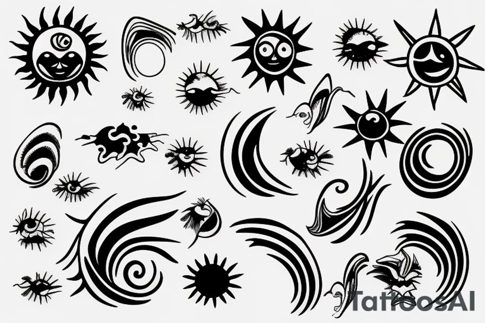 A wave and a sun tattoo idea