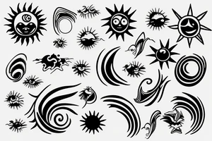 A wave and a sun tattoo idea