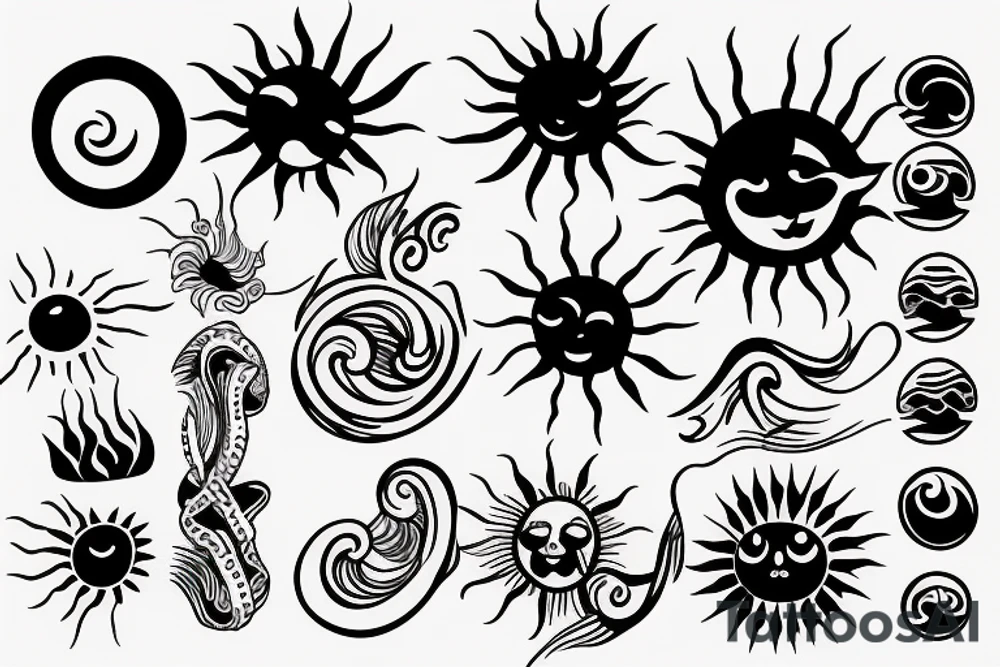 A wave and a sun tattoo idea