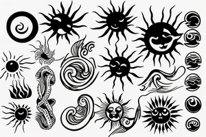 A wave and a sun tattoo idea