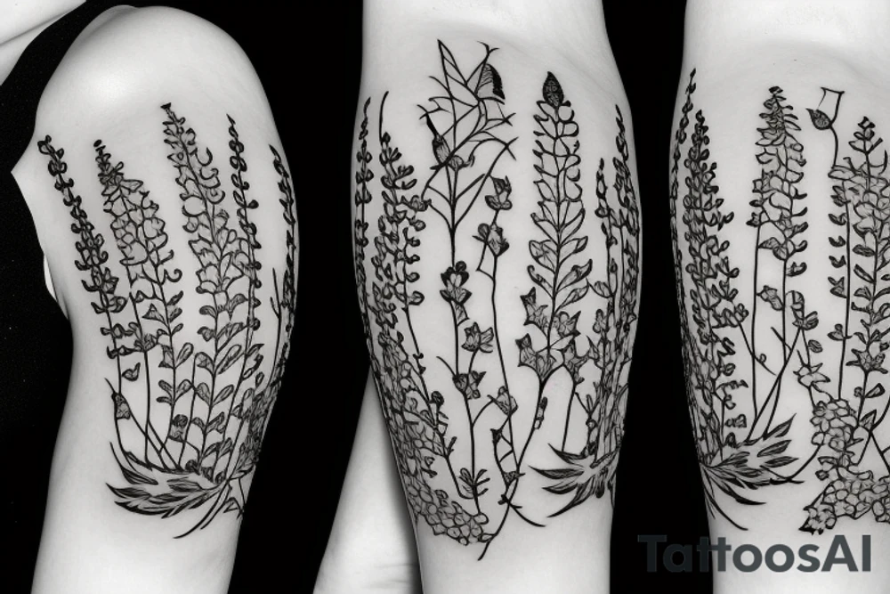 Lupine and elderberry flowers tattoo idea