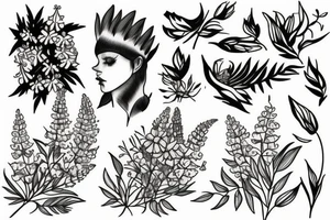 Lupine and elderberry flowers tattoo idea