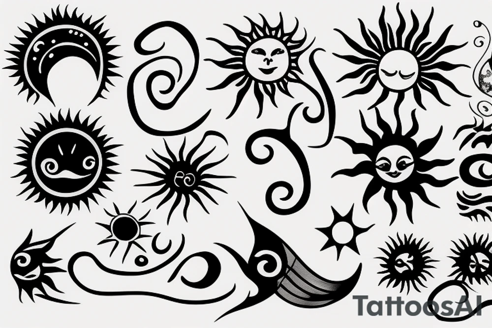 A wave and a sun tattoo idea
