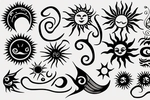 A wave and a sun tattoo idea