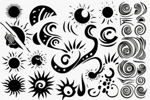 A wave and a sun tattoo idea