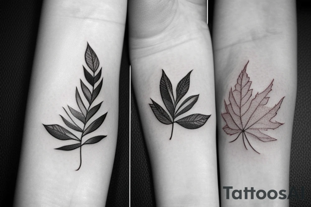 2 leafs or plant, forearm tatoo tattoo idea