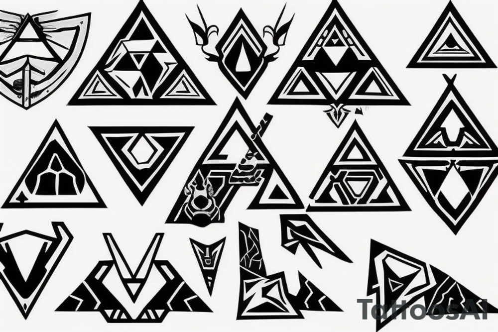 Zelda triforce with the date 1/10/23 tattoo idea