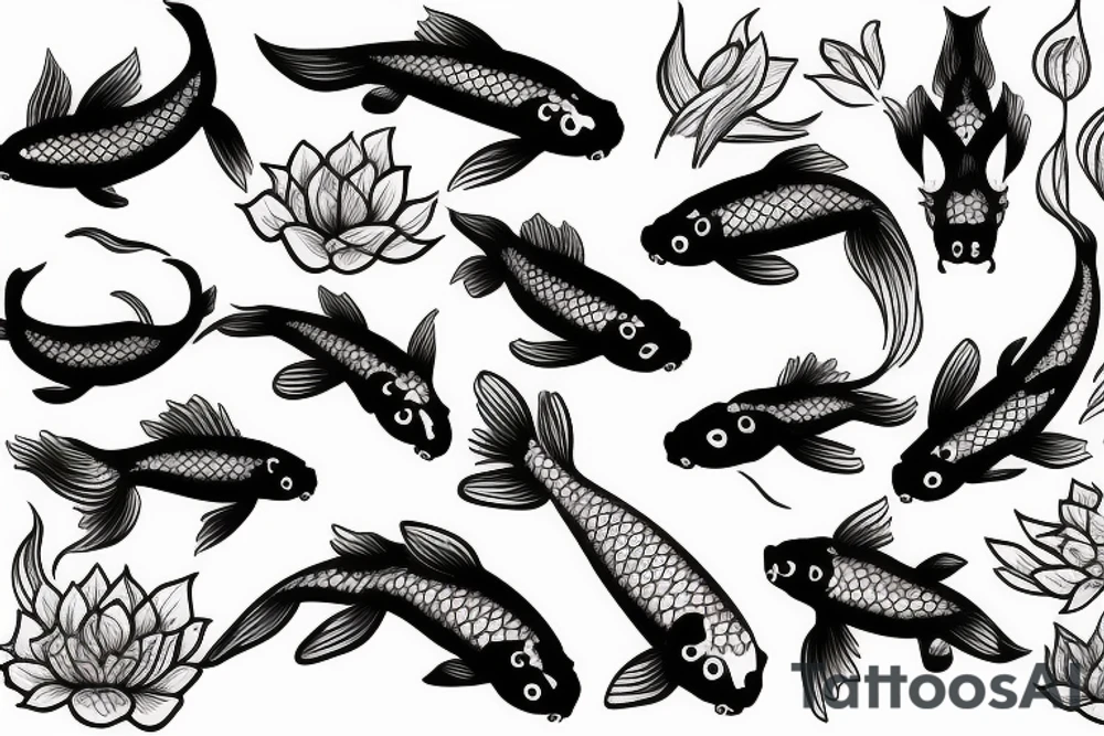 Koi fish with honeysuckle tattoo idea