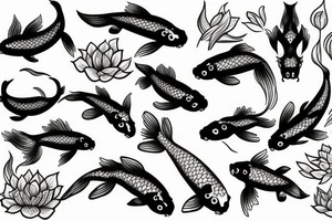 Koi fish with honeysuckle tattoo idea