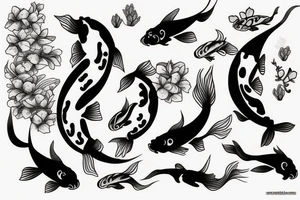 Koi fish with honeysuckle tattoo idea