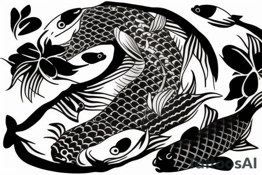 Koi fish with honeysuckle tattoo idea