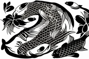 Koi fish with honeysuckle tattoo idea