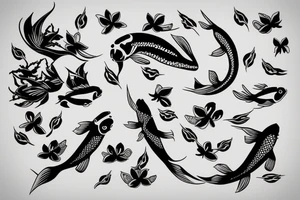 Koi fish with honeysuckle tattoo idea