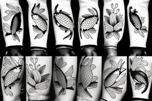 Koi fish and honeysuckle tattoo idea