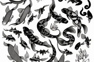 Koi fish and honeysuckle tattoo idea
