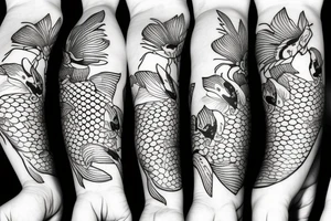 Koi fish and honeysuckle tattoo idea